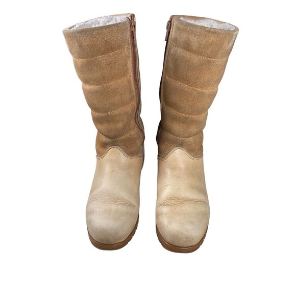 Vntg Blondo Canada Shearling Lined Beige Leather / Suede Women's Sz‎ US 6 Boots - Picture 2 of 16